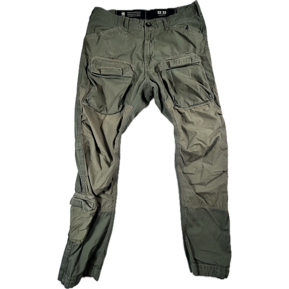 G-Star Raw 3D Straight Tapered Cargo Pants Mens 32x32 Olive Green D19756